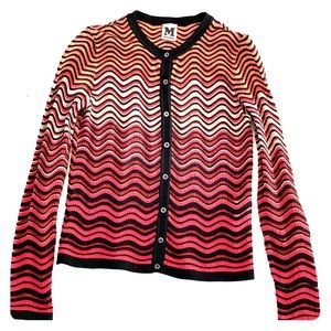 M Missoni Red Blk Gold Cardigan Lightweight XS
